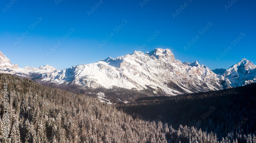 Panorama of Mount Faloria. Aerial picture in Cortina D'ampezzo,