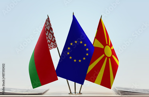 Flags of Belarus European Union and Macedonia