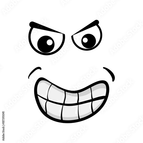 cartoon angry face isolated on white background