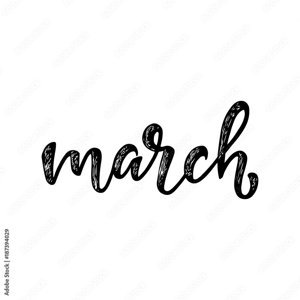 Handwritten name of month. Calligraphy word for calendars and organizers. Handwritten name of month. Calligraphy word for calendars and organizers.