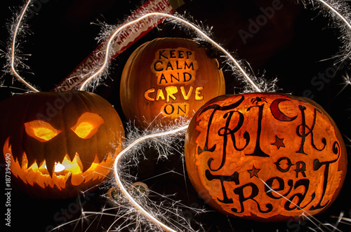 Carved Pumpkin Halloween Display