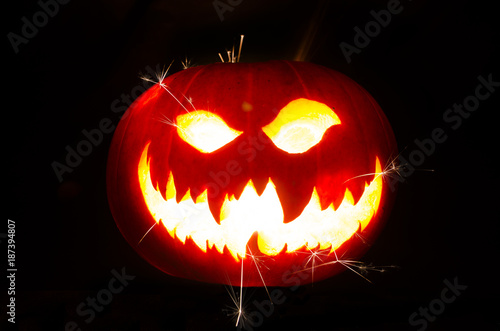 Halloween Carved Pumpkin with Sparkler