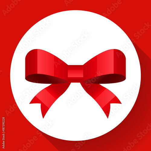 Vector cute red bow icon Flat style