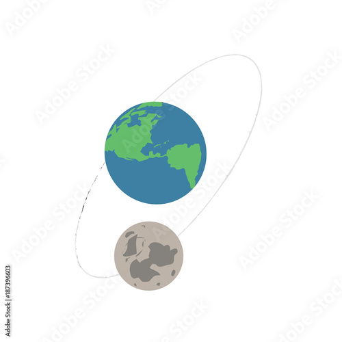 Art with moon and earth, cosmic theme, vector illustration