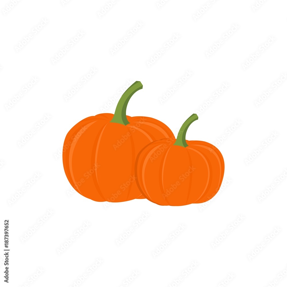 Obraz premium Pumpkins with leaves. silhouette on white background. Vector illustration