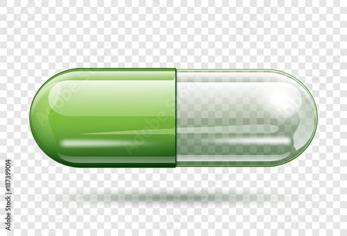 transparent capsule pill isolated on transparent background