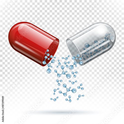 capsule pill and molecules as medical concept