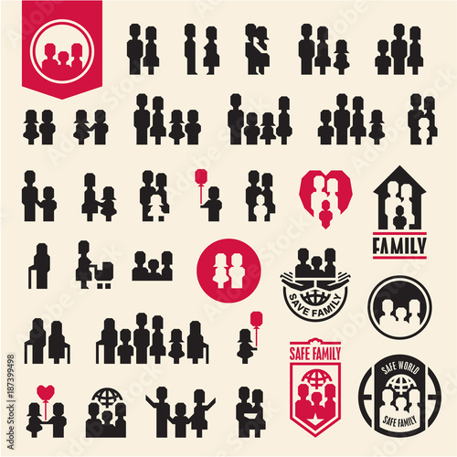 Family icons set. People icons.
