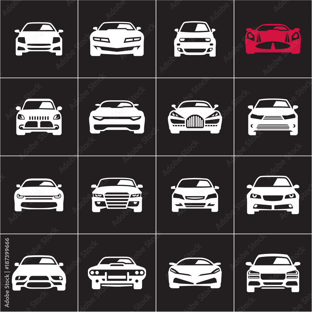 Fototapeta car icons on black background