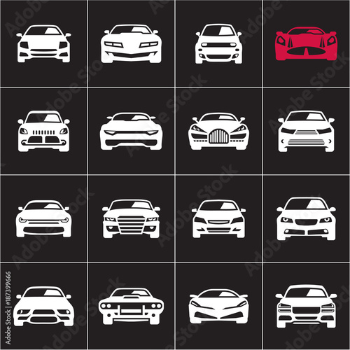 car icons on black background