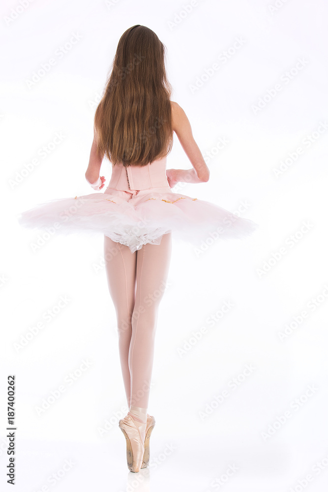 Young ballet dancer seamless white background pink tutu Young ballet dancer seamless white background pink tutu