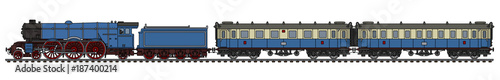 Photo The vintage blue passenger steam train