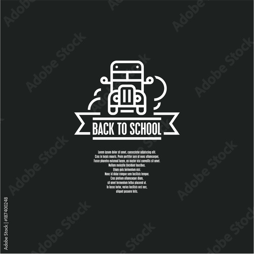 Back to school poster. School bus icon.