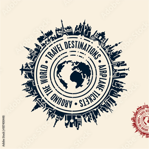 travel stamp, travel background, travel destinations, around the world, airlines