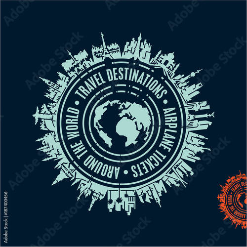 travel stamp, travel background, travel destinations, around the world, airlines
