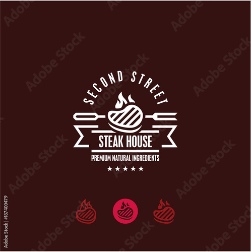 steak house logo, steak icon, bbq, grill menu