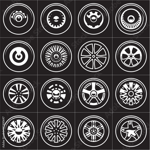 Wheels. Rims vector set.