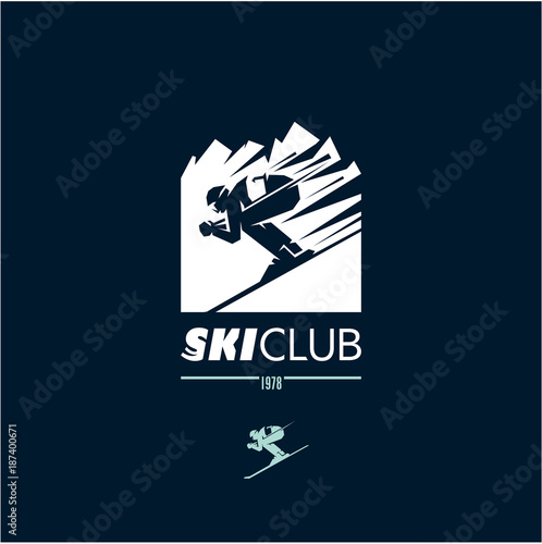 ski club logo, skier icon, skiing, mountains, winter sport