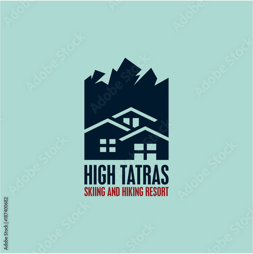 Skiing and hiking resort logo. High Tatras. Mountain range.