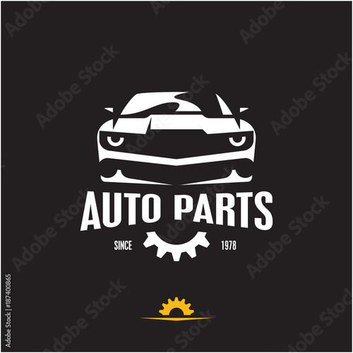 car parts icon  auto parts label  sports car silhouette logo design