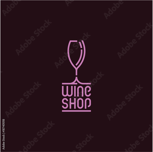 wine glass icon, wine shop logo