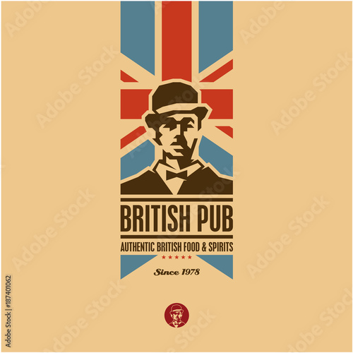 british food, british pub label, beer, gentleman