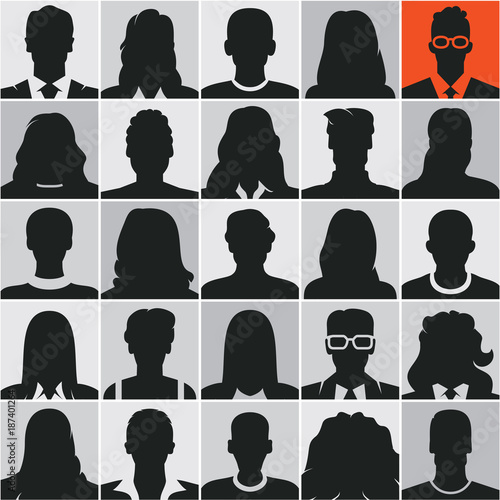 people silhouettes, business people, avatars, vector people icons