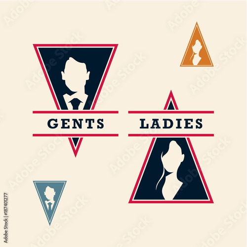 wc icons, gents and ladies vector signs, male female