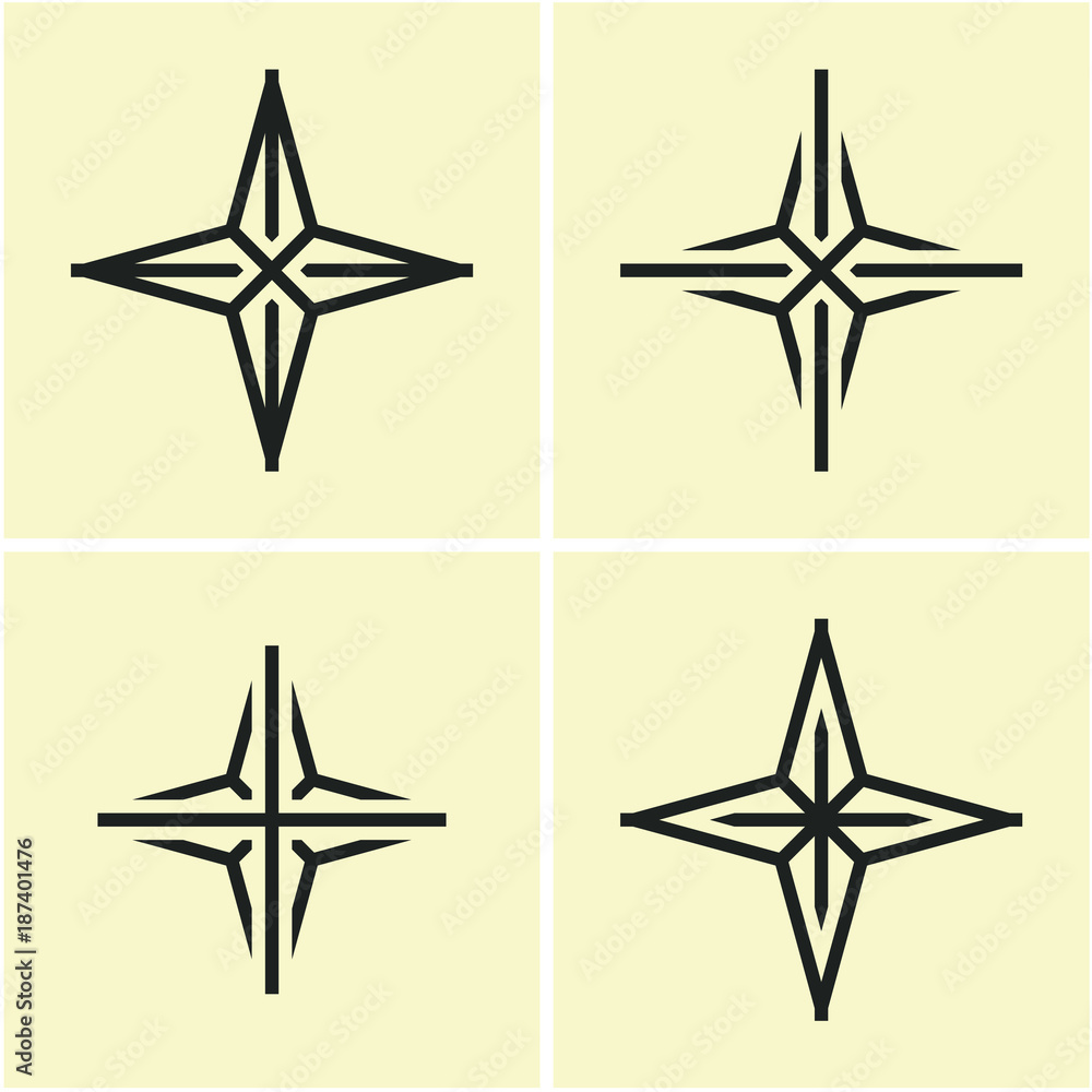 Obraz premium Four Point Star icon. Cross star. Bethlehem natal star.