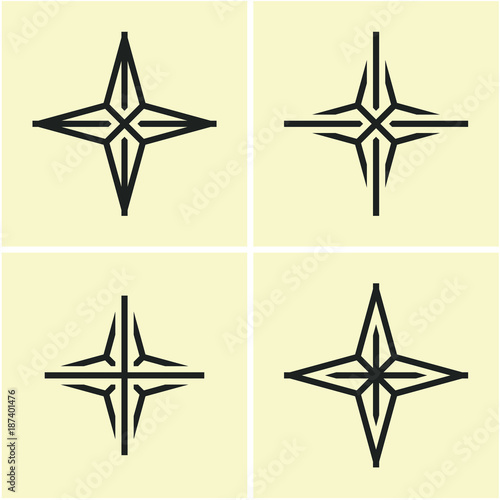 Four Point Star icon. Cross star. Bethlehem natal star.