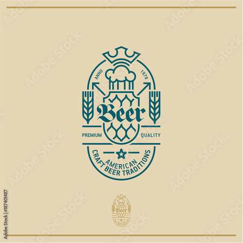 beer label, beer logo, pub and brewery emblem