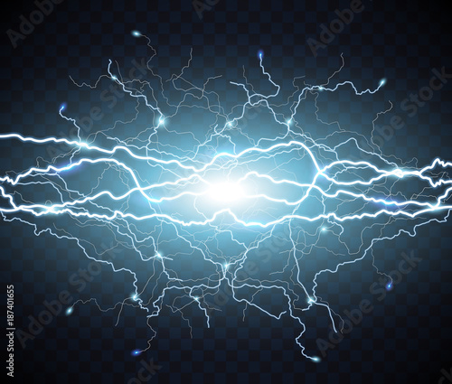 Electric flash of lightning. light thunder