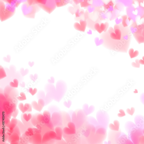 Pink hearts bokeh light Valentine's day background eps 10. Tender backdrop with gradually changing color hearts. Romantic colorful background. Transparent hearts backdrop.