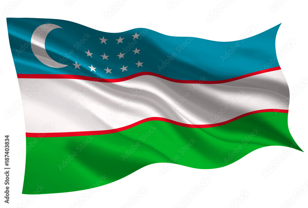 Obraz premium ウズベキスタン 国旗 旗 アイコン