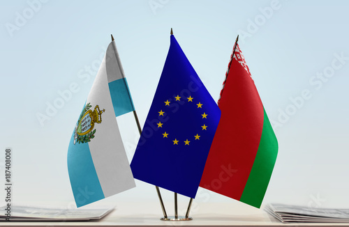 Flags of San Marino European Union and Belarus