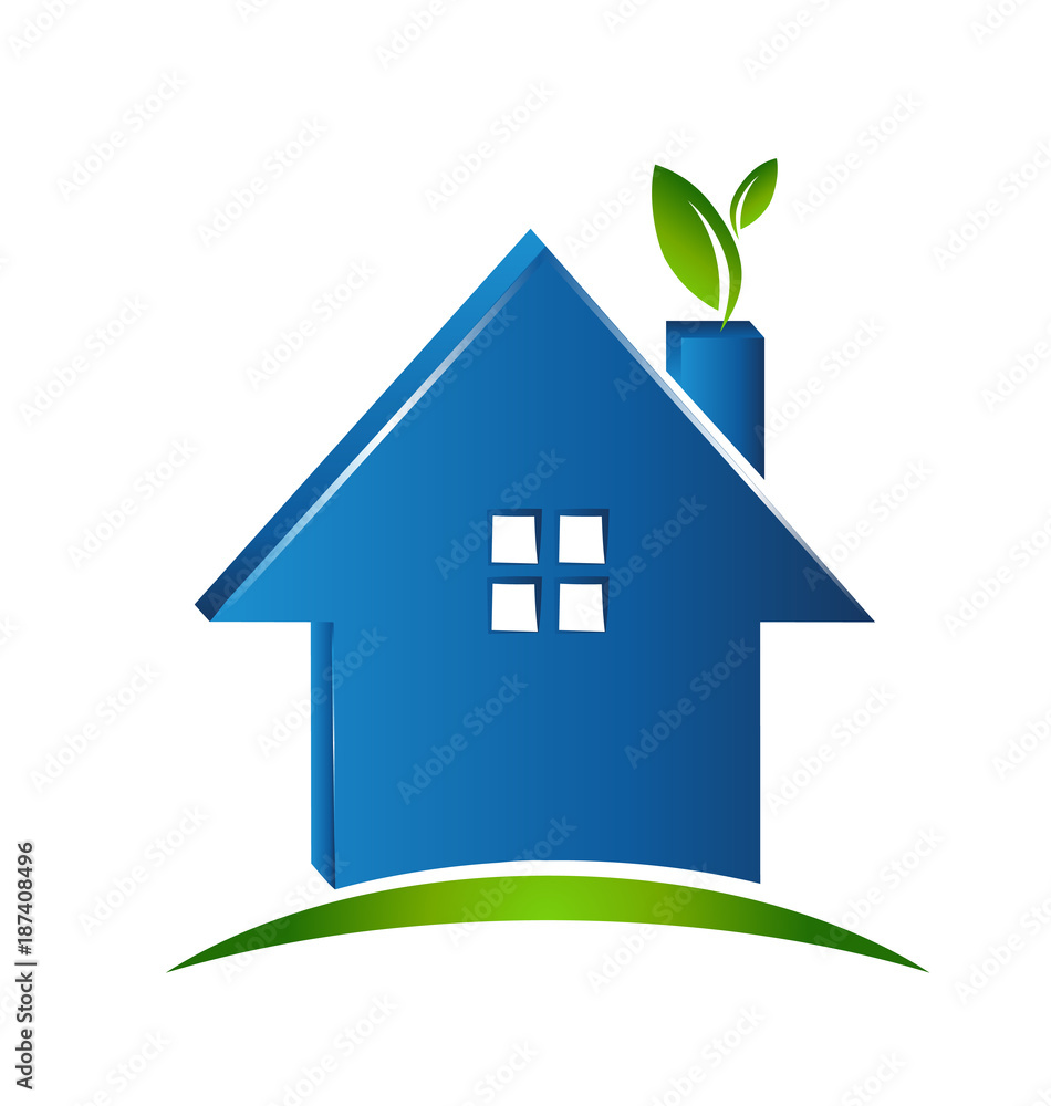 Simple house green environment icon