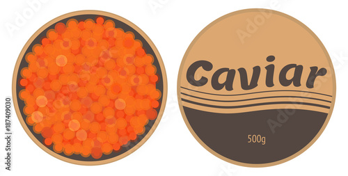 Red caviar in a tin with a lid vector