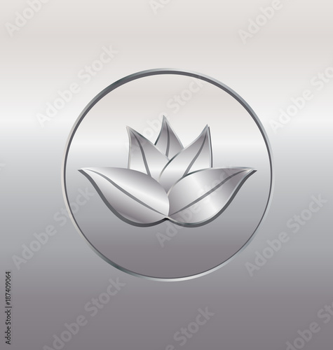 Silver lotus icon symbol vector