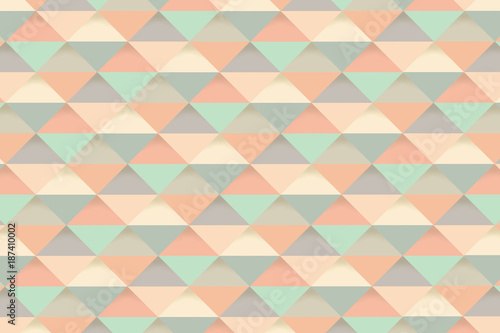 Mint Orange and Cream Pastel Colored Triangle Background with Three Dimensional Effect