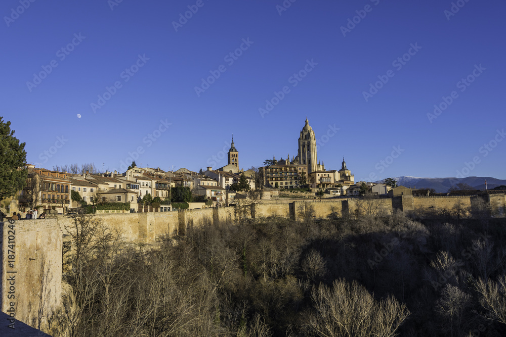 The afternoon falls on the city of Segovia Spain