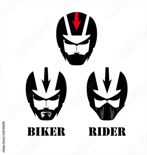 rider, biker, a set of rider heads