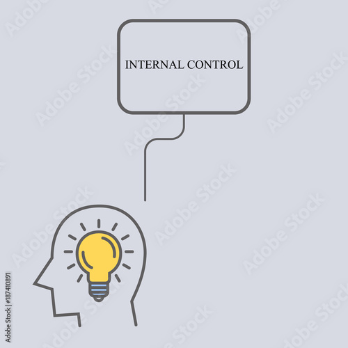 Silhouette of a man and a light bulb. Business illustration with the inscription:internal control