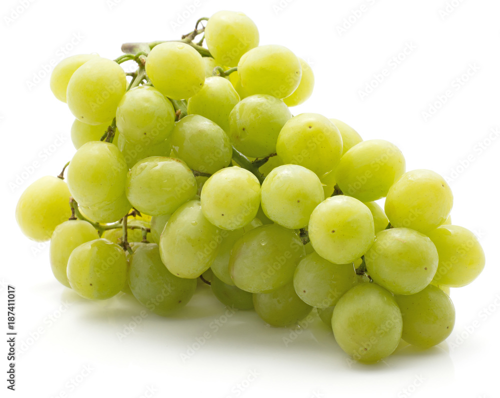One green grape bunch (Early Sweet or Grapaes variety) isolated on white background. One green grape bunch (Early Sweet or Grapaes variety) isolated on white background.