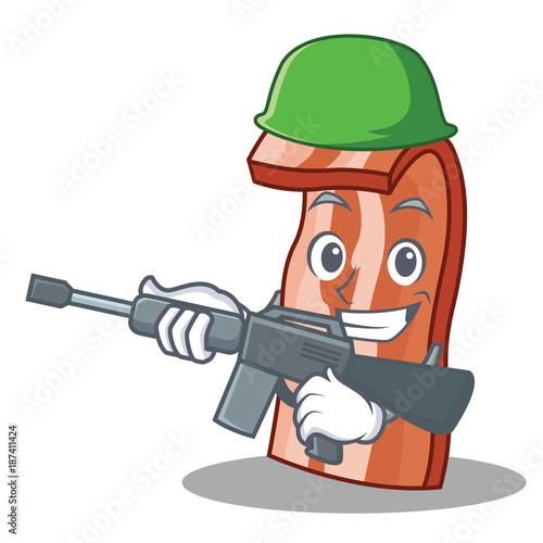 Army bacon character cartoon style