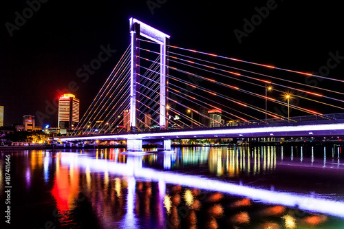 Ningbo city architecture landscape night view