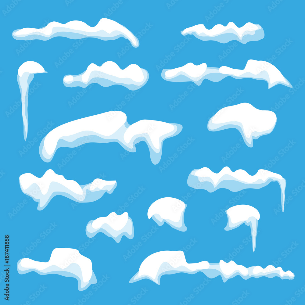 Set of snow caps.Vector illustration Set of snow caps.Vector illustration