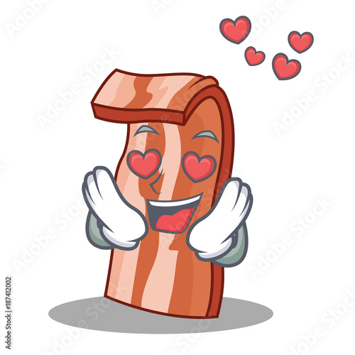 In love bacon mascot cartoon style