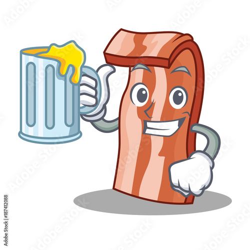 With juice bacon mascot cartoon style