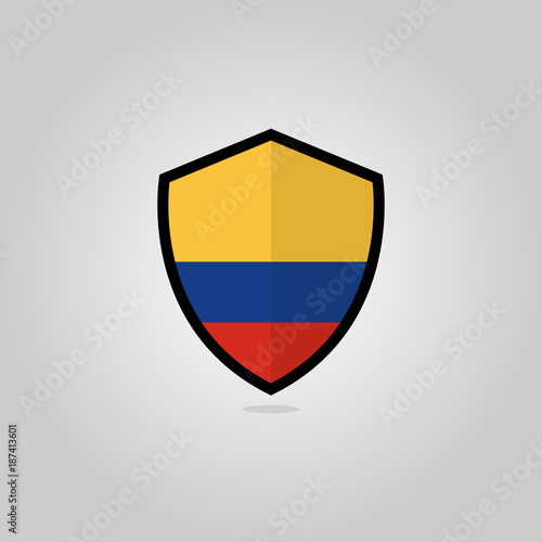 Free Download Colombian Flag Flat Vector Shield Badge - GFXLoad