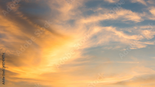 orange and blue sky background in the evening or dusk